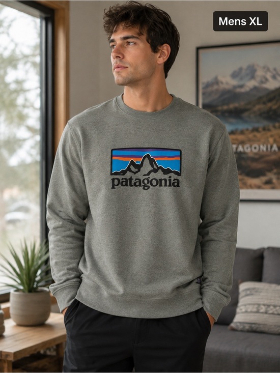Patagonia Other - Patagonia Crewneck mens XL Sweatshirt in Grey with Multicolor Logo